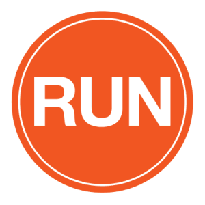 RUN Sticker – 4" Circle (Orange)-0
