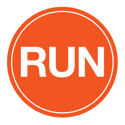 RUN – 4″ Circle (Orange) | The Runner Stickers