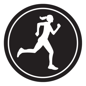 Runner Girl Sticker – 2.5" Circle (Black)-0